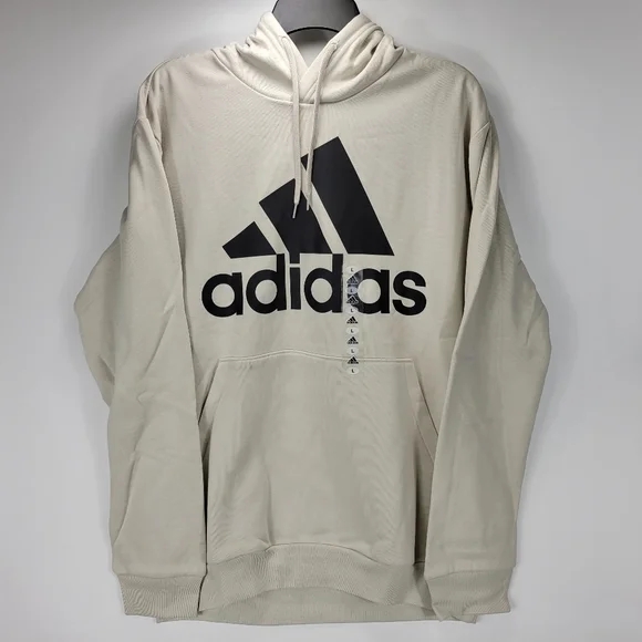Adidas Athletic Pullover Big Logo Hoodie Sweatshirt Mens Large L Beige JJ3302 - Picture 1 of 11
